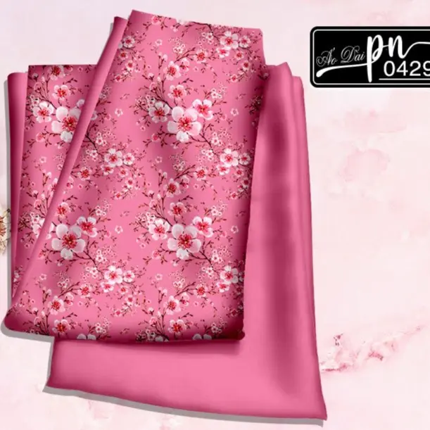 Vải áo Dài in hoa Đào Lụa Pháp Mã PN 0429, Bóng Nhẹ Rũ Tà
