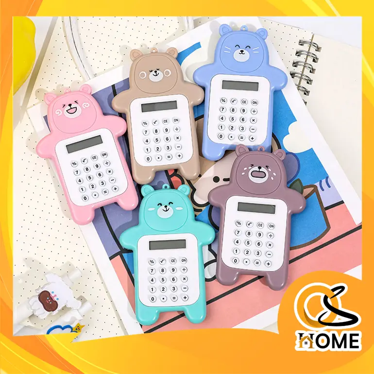 BISA COD 5531 Gantungan Kalkulator Mini / Kalkulator Motif Beruang Mini / Kalkulator Mini 8 Digit Tombol Karet