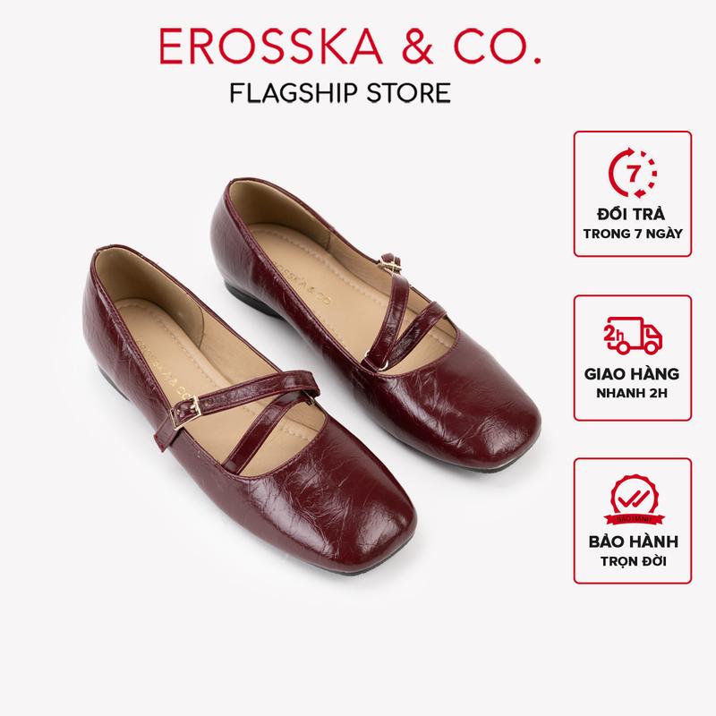 EROSSKA - Giày búp bê nữ kiểu giày ballet core đế độn cao 2cm màu nâu - EL071 1