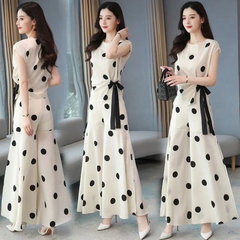 Quần Ống Rộng Voan, Bộ Đồ Thời Trang, Dành Cho Phụ Nữ Vào Mùa Hè, Thiết Kế Thanh Lịch, Cao Và Lạnh, Thích Hợp Cho Phụ Nữ Trưởng Thành, Phong Cách Giống Như Phụ Nữ, Phong Cách Phương Tây, Bộ Đồ Hai Mảnh, Hàng Mới Về Năm 2025