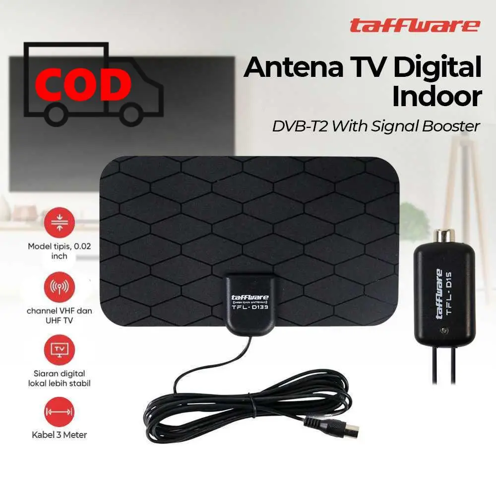 Antena TV Digital Indoor DVB-T2 25dB Grid Pattern Signal Booster UHF VHF Gambar Lebih Jernih