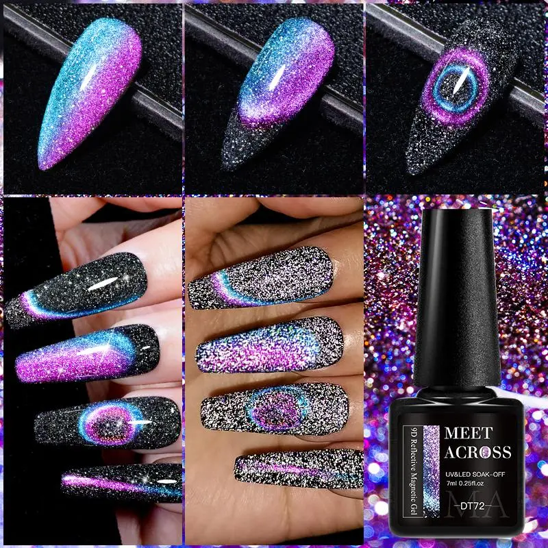 Cat Eye Gel Nail Polish Set, 1 Set 12 Colors Glitter Soak off UV Gel LED Lamp Nail Art Gel, Nail Art & Nail Polish for Women & Girls 5