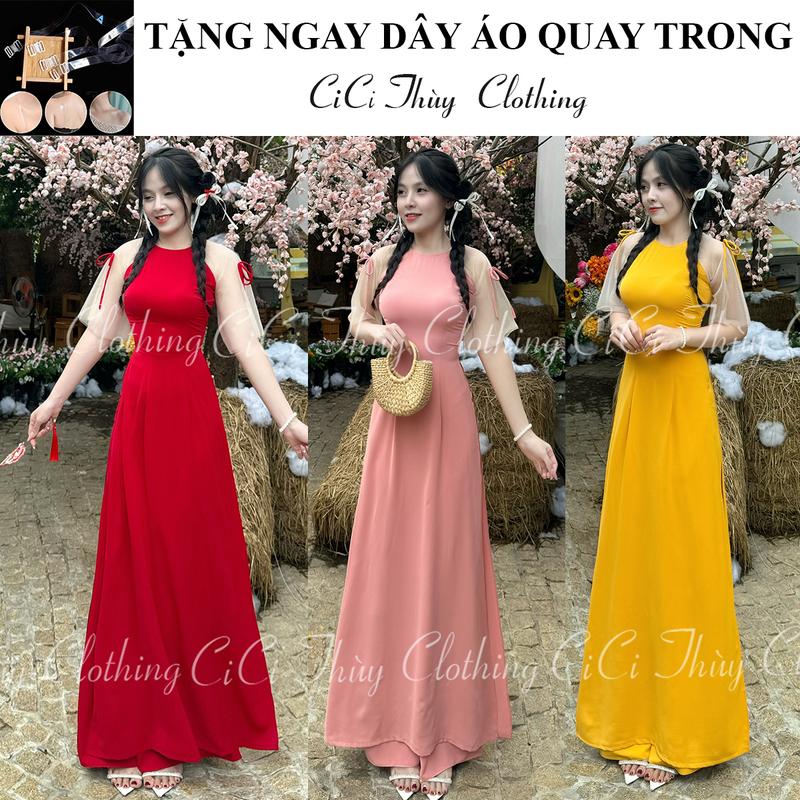 Áo Dài Đào Anh - Áo dài Tết Dáng Eo Hottrend 2025 Chụp Ảnh Lễ Hội Caffe Cùng Bạn Be - CiCi Thuỳ CloThing áo  dài xanh bơ Nữ Women Dress Đỏ