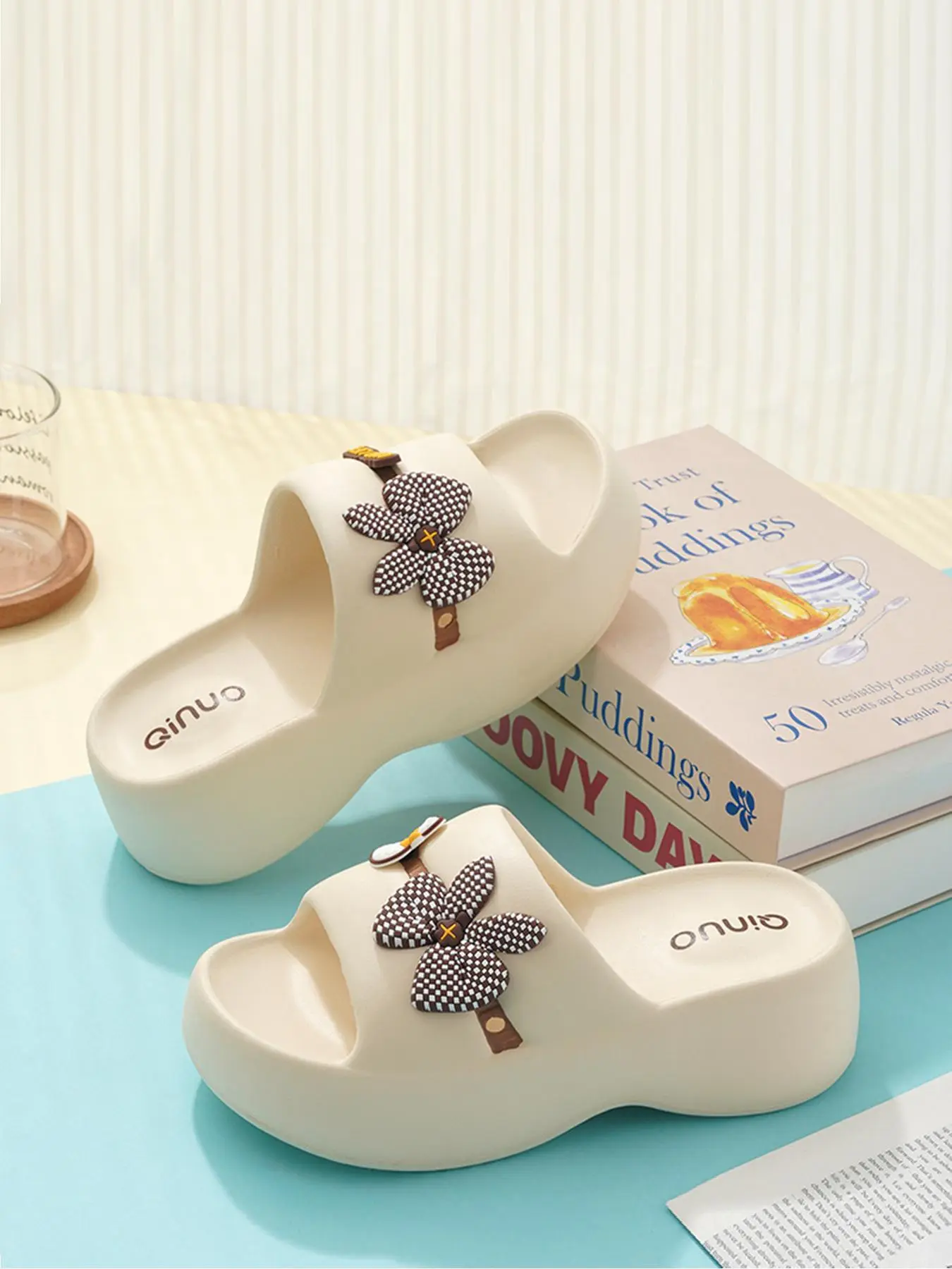 Women's Cute Bow Decorated Slides, Casual Comfortable Home Slippers, Non-slip Soft Slippers for Indoor & Outdoor Wear