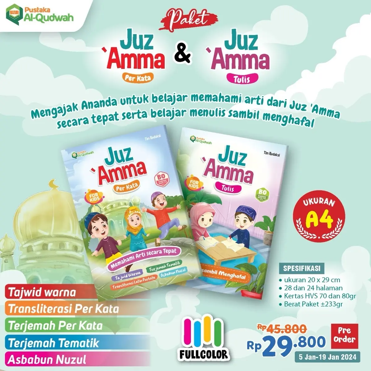 Juz Amma Perkata Latin dan Juz Amma Tulis - Untuk Anak - alquran - Soft Cover - Edisi Khusus - Buku Anak - Paket Hafalan Juz Amma - Juz Amma buku  tata juzamma