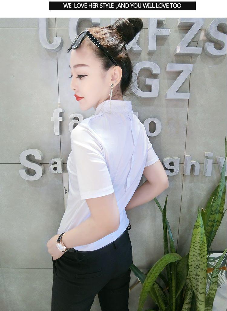 Product Introduction of Áo Sơ Mi Nữ, Thanh Lịch, ngắn Tay, Phong Cách Châu Âu, Bông Co Giãn, Mỏng Vừa Vặn, Mỏng Vừa Vặn, Phong Cách Hàn Quốc, Áo Sơ Mi Ol Nhỏ, Thời Trang, Thích Hợp Cho Mùa Xuân Và Mùa Hè, 2023 8