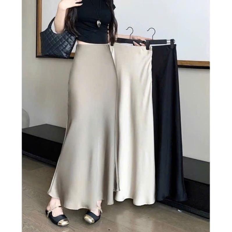 BIGSIZE HIẾU HIẾU (55-95KG) - Chân váy lụa dáng dài cạp cao tôn dáng CV13