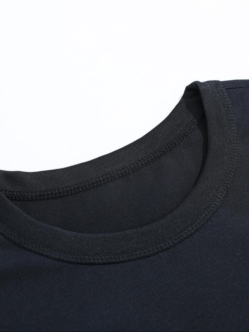 Product Introduction of Men's Letter Print Round Neck Tee, Loose Casual Short Sleeve Crew Neck T-Shirt for Summer, Fashion Men's Top for Daily Wear 3