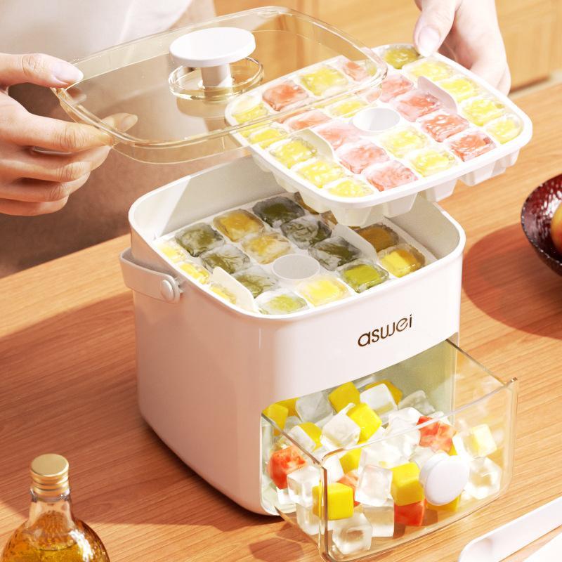 48-grid Ice Cube Maker, 1 Count Double Layer Ice Cube Maker with Bin, Ice Tray for Freezer, Kitchen Utensils & Gadgets, Kitchen Supplies 5