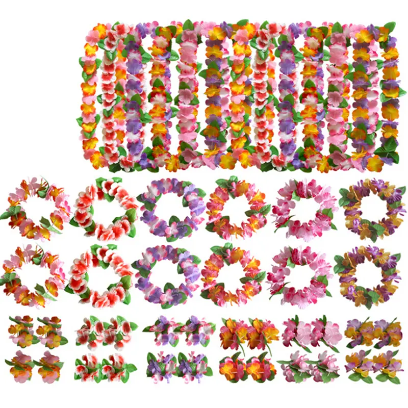 4Pcs/set Hawaiian Flower leis Garland Necklace DIY Decoration Fancy Dress Party