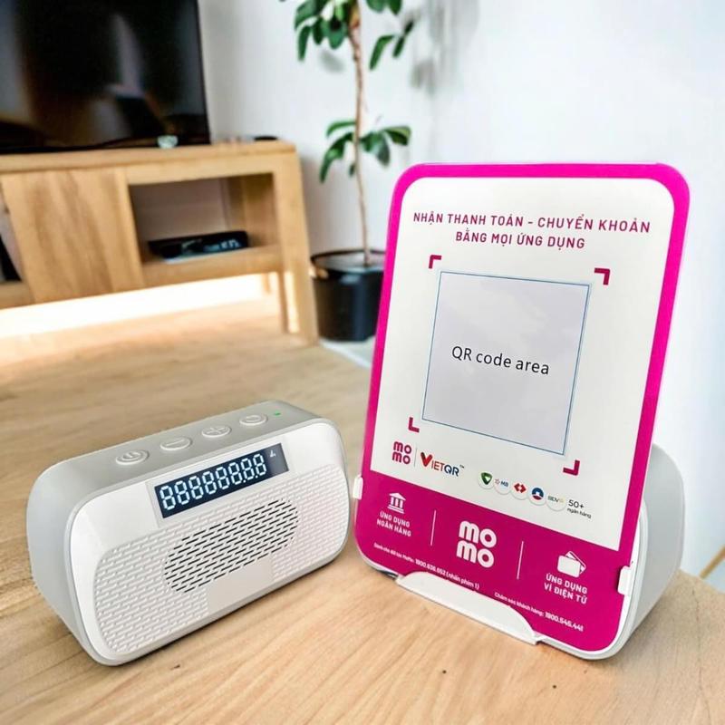 Product Introduction of Loa đọc thông báo chuyển khoản, loa Momo, Soundbox Momo. Tặng mã Qr miễn phí, Nghe Nhạc, tiền về thẳng ngân hàng, tingting, tingbox, momo, loa chuyển tiền 1