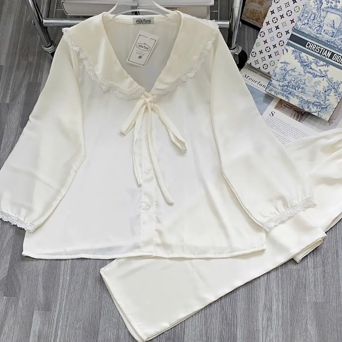 Bộ ngủ mặc nhà tiểu thư TD chất vải lụa latin mềm mịn dành cho nữ từ 40-60kg pijama đồ áo hai