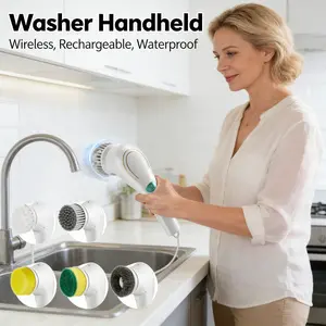 Kemaskin Pembersih Listrik 6-in-1 Kabel Nirkabel - Alat Pembersih Multifungsi untuk Kamar Mandi, Dapur, Rumah, & Mobil, Dengan Sikat Putar & Tahan Air, Model [Model Name], Panjang [Panjang cm]