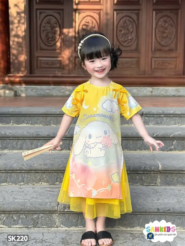 SAMKIDS - SET Áo Dài TẾT CÁCH TÂN CHO Bé Gái  - HỌA TIẾT DỄ THƯƠNG 5