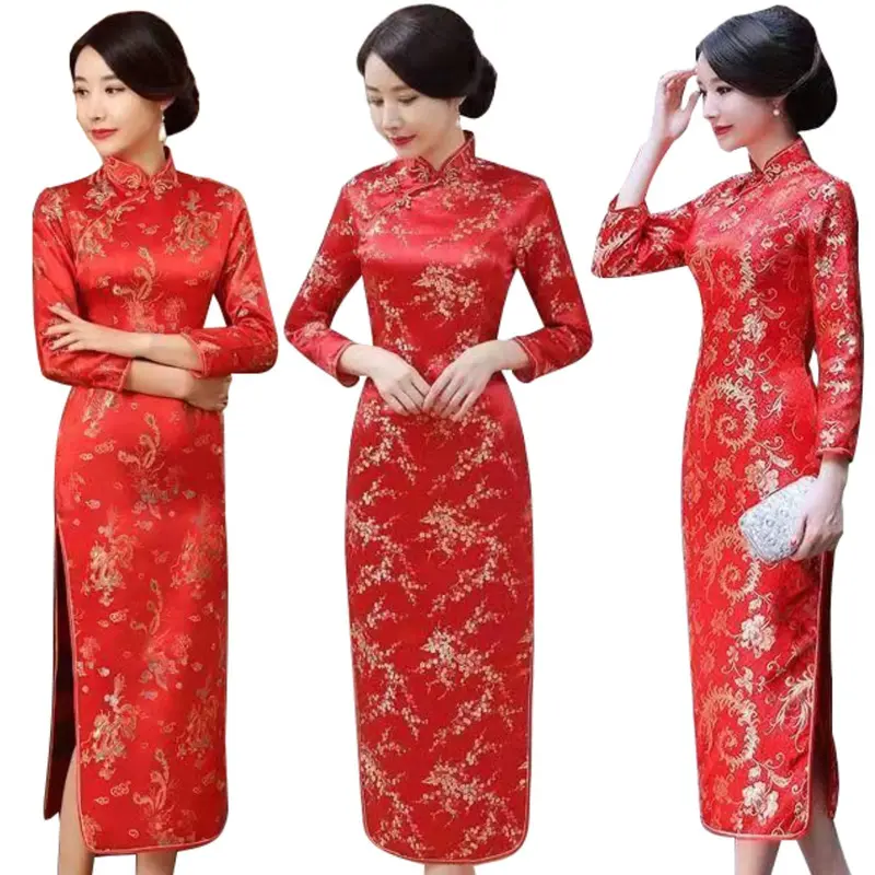 Sườn Xám Sửa Đổi, Dài, Phong Cách Trung Quốc Cổ Điển Cao Cấp Và Thanh Lịch, Ngoại Cỡ, Thích Hợp Biểu Diễn Và Nghi Thức, Váy Trình Diễn Thời Trang, 2024 Nữ Women 3