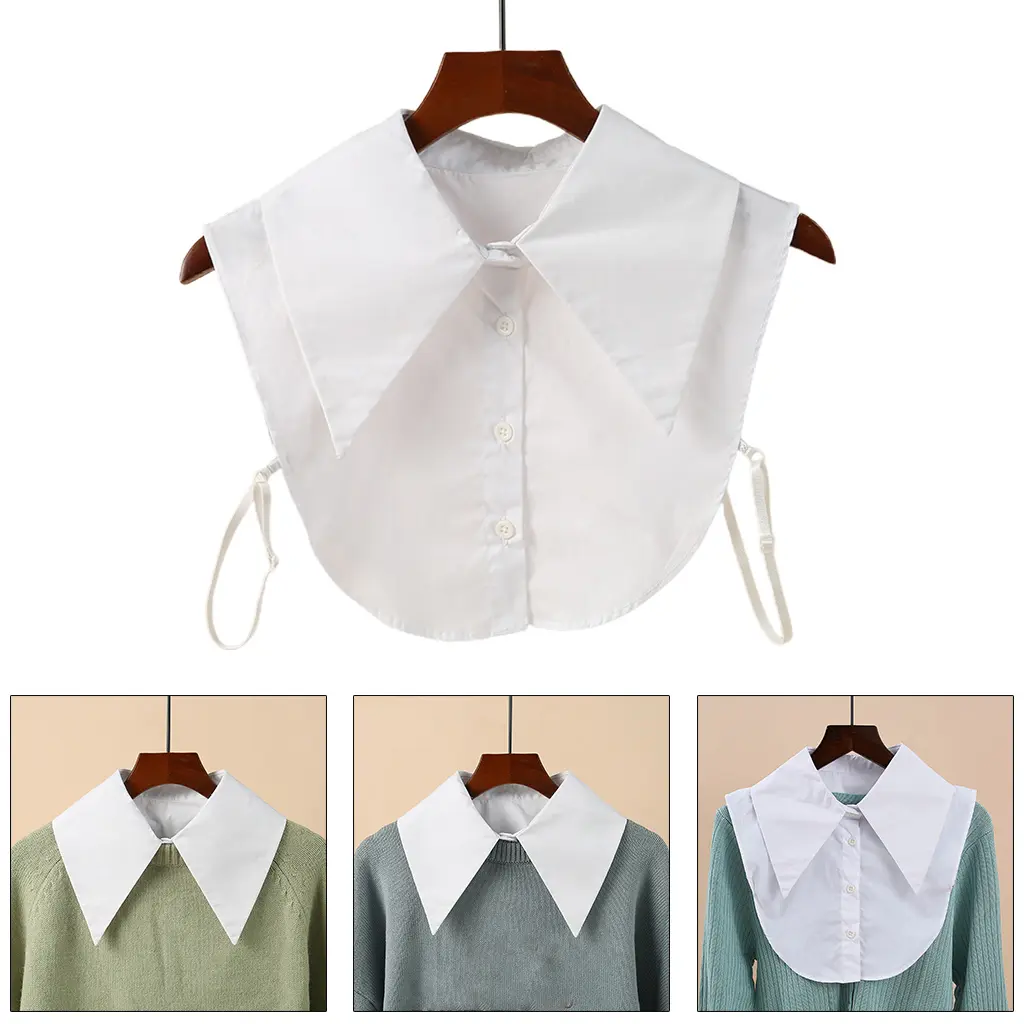 Áo Sơ Mi Nửa Màu Trắng Phong Cách Preppy Cho Nữ Và Bé Gái, Áo Cánh Dickey Có Thể Tháo Rời, Ve Áo Nhọn Trung Bình, Cổ Áo Giả, Xếp Lớp Trên Cùng