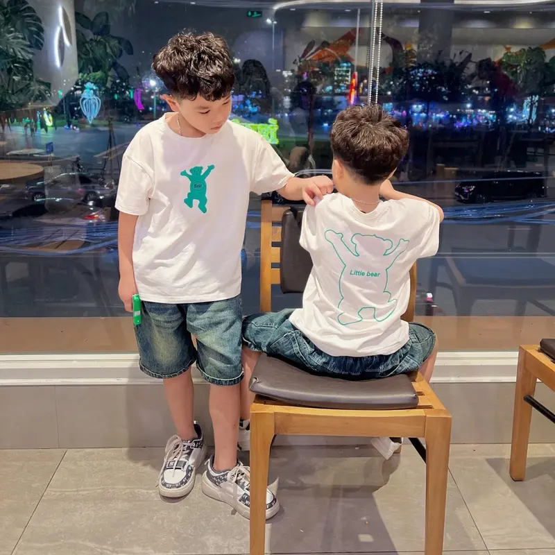 Combo 2 áo phông Bear kiểu Hàn cho bé trai và bé gái 0
