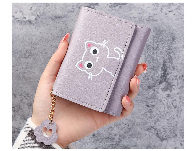 Product Introduction of Cute Wallet Women's Short Three Fold Cat Girl's Small Wallet Wallet Women's Soil Wallet 12