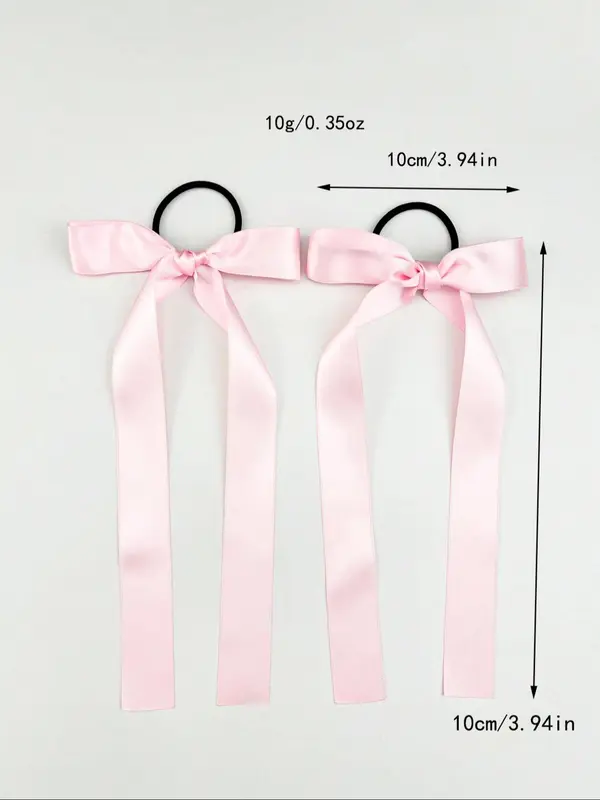 Summer Cute Bowknot Design Pink Ribbon Hair Tie, 2024 New Style High Stretch Elegant Hair Tie, Casual Versatile Hair Accessories for Women & Girls 2