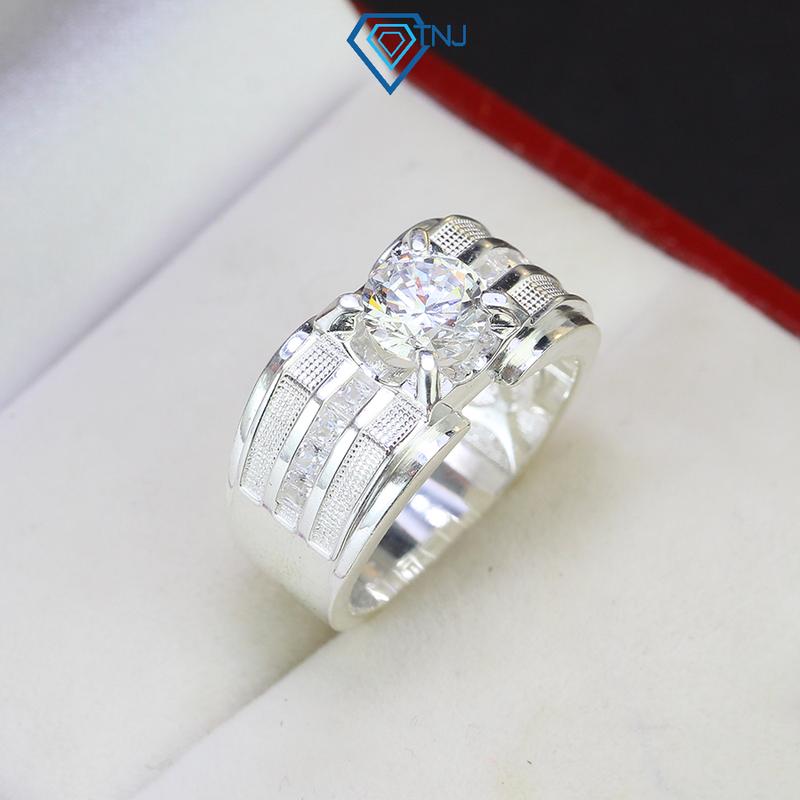  Nhẫn bạc nam đính đá đơn giản NNA0452 - Trang Sức TNJ 