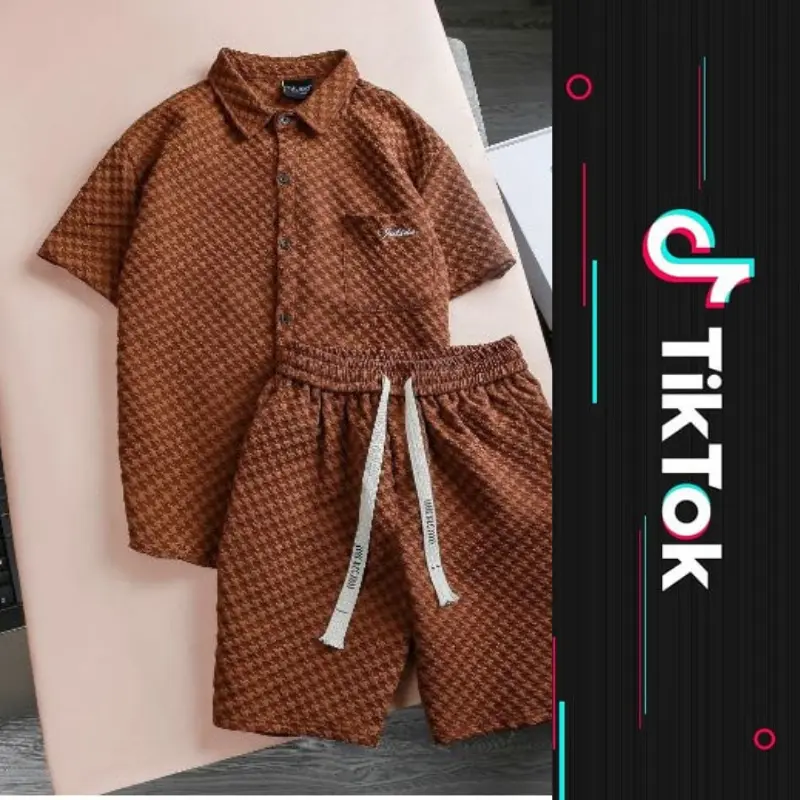 bộ sơ mi cộc tay vải cotton xốp thêu chữ SMC-01 2
