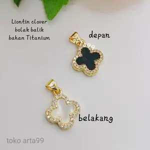 Liontin Bunga Segi Mata Taman Titanium Anti Alergi