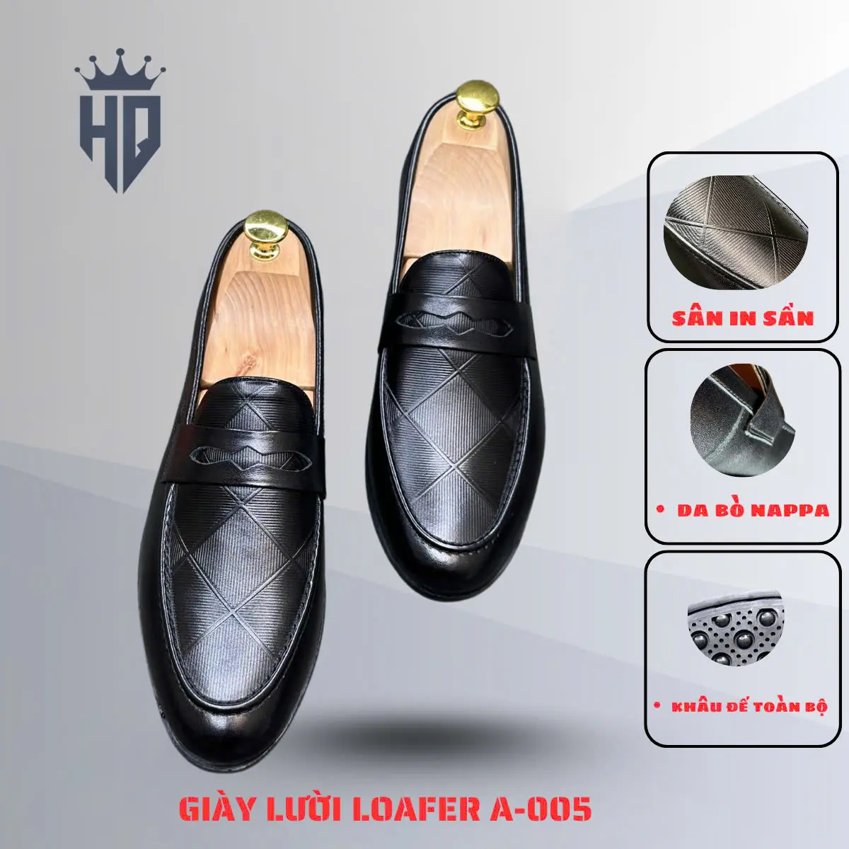 Giày Lười  loafer Da Bò Nam Cao Cấp Thiết Kế Công Sở Hiện Đại In Nổi Họa Tiết- THỜI TRANG NAM-GIÀY NAM