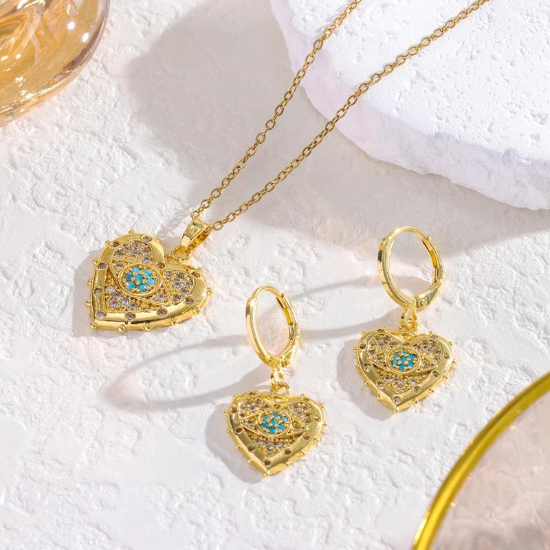 Product Introduction of New In Blue Evil Eyes Necklaces Earrings For Women Trendy Retro Style Punk Female 18K Gold Plated Stainless Steel Jewelry Set 6
