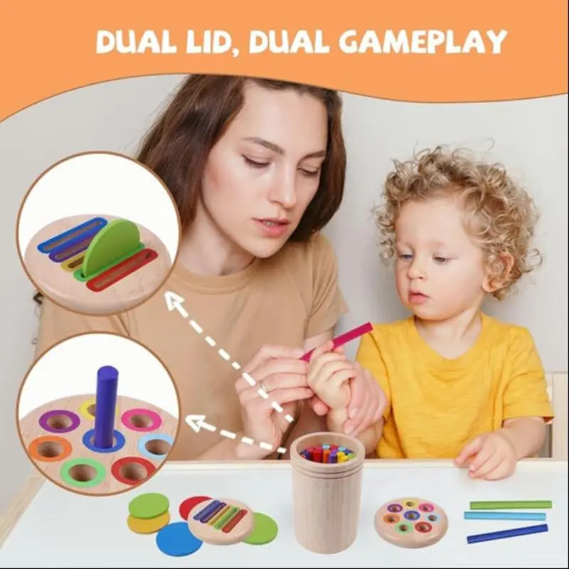 Wooden Montessori Toy, Color Sorting Toy, Preschool Learning Activities, Fine Motor Skills Sensory Toys for Boys Toys for Girls Fun Kids Toys, Play Toys 2