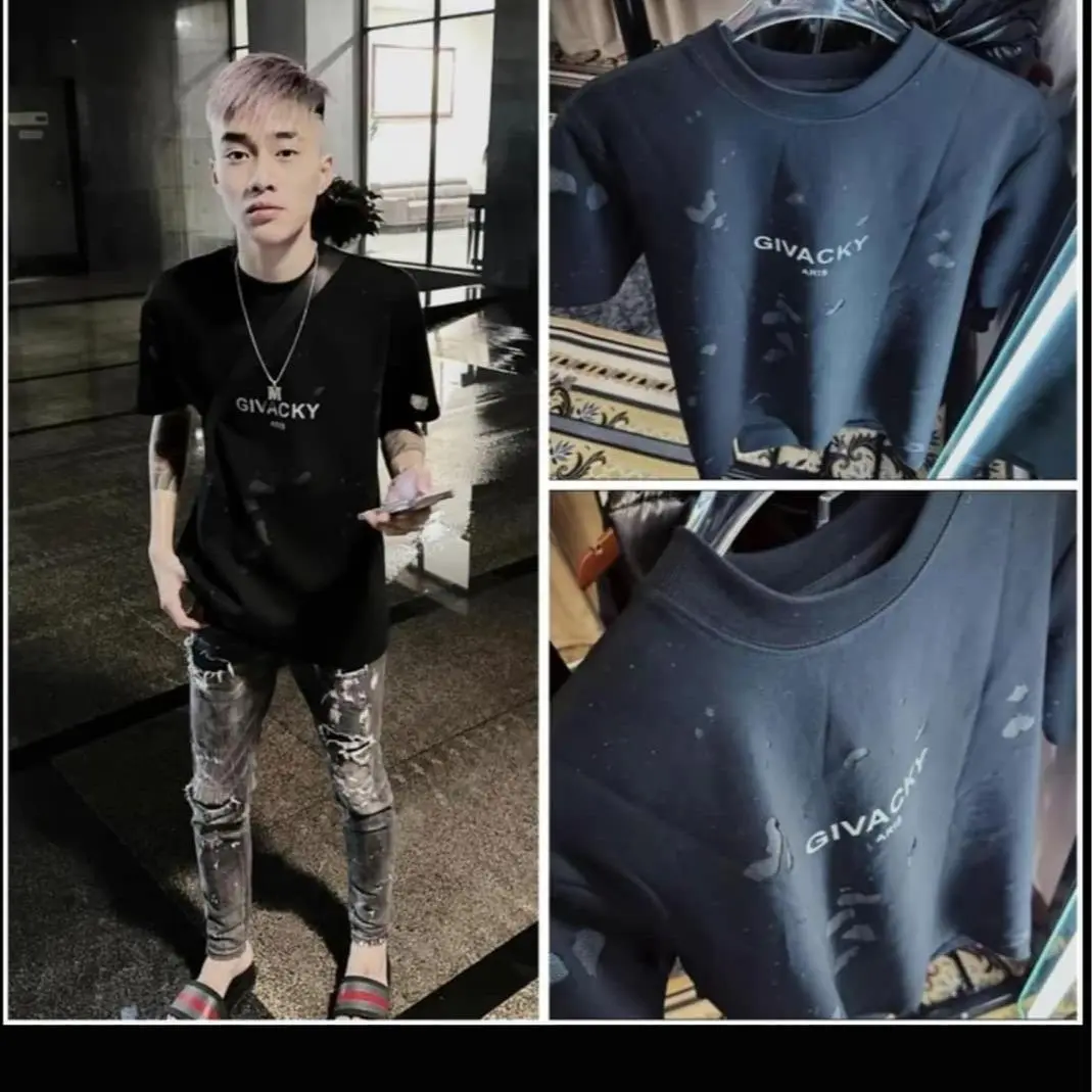 Áo thun đen givanch Loang (in sơn ) chất thun lạnh dành cho nam nữ form unisex