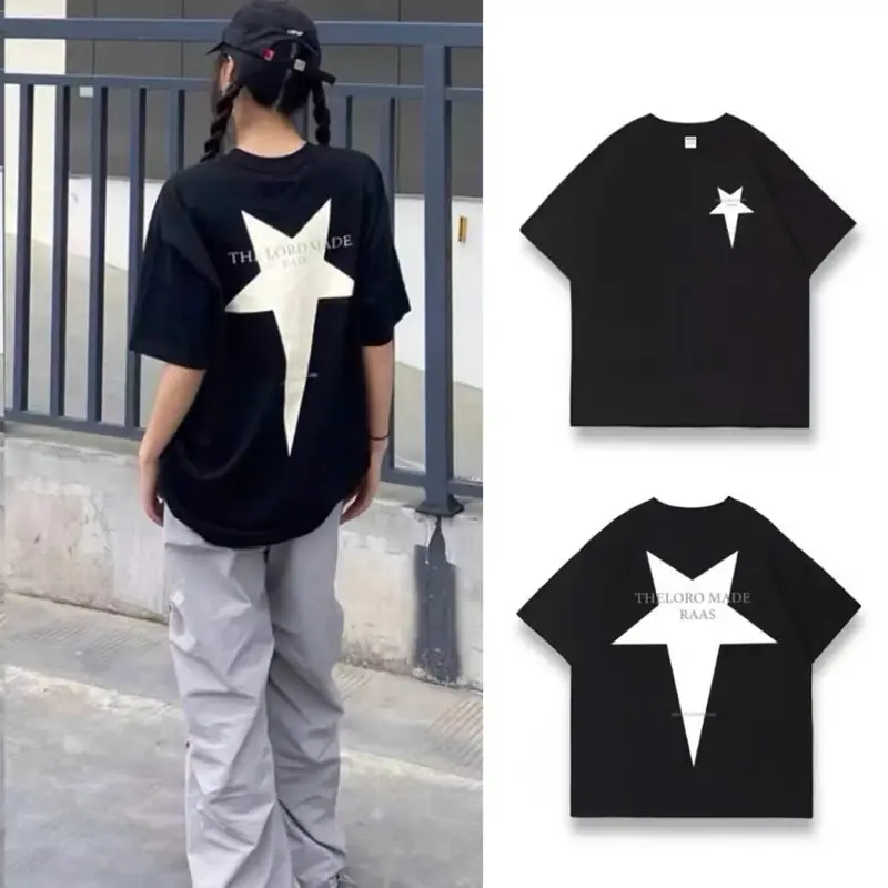 Áo thun phông nam nữ PINK tay lỡ form rộng STAR Unisex Top Cotton