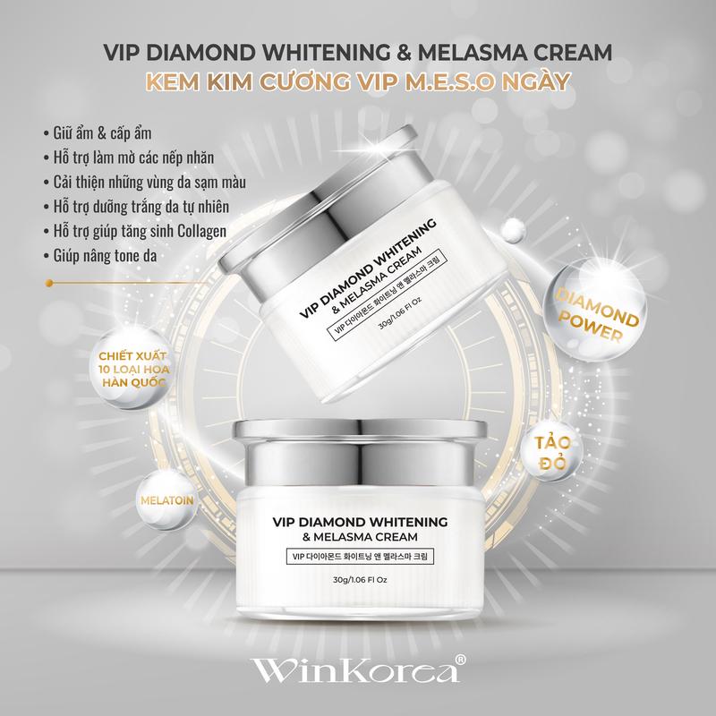 Kem Kim Cương Vip Cấy Trắng M.E.S.O Ngày Giúp Dưỡng Trắng, Giúp Mờ Vết Thâm Nám, Xạm, Tàn Nhang, Giúp Da Đều Màu Thương Hiệu: WinKorea Skincare Nữ Dưỡng Ẩm Da