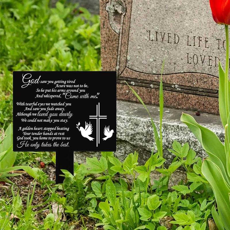 Product Introduction of Letter & Bird & Cross Pattern Memorial Acrylic Plaque, Rectangle Style Memorial Acrylic Stake, Sympathy Gifts for Loss Of Loved One, Memorial Garden Stake for Outdoors Yard Grave Cemetery Decoration 6