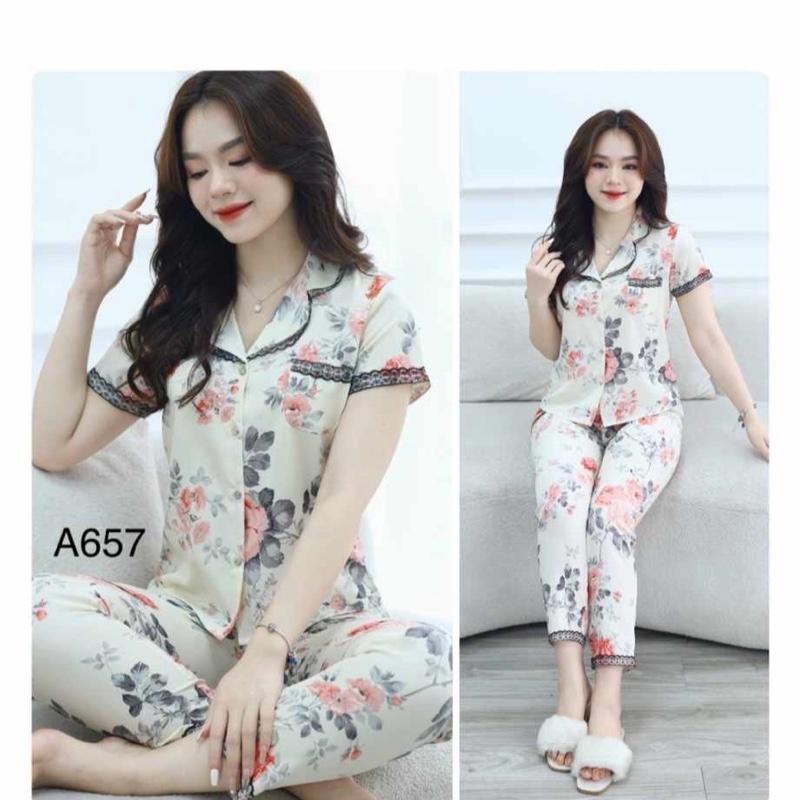 Pyzama mẫu New hàng thu đông đủ size smlxlxxl,chất lụa hàn mềm mịn mướt.phom dáng rộng tôn dáng Nữ Women 7