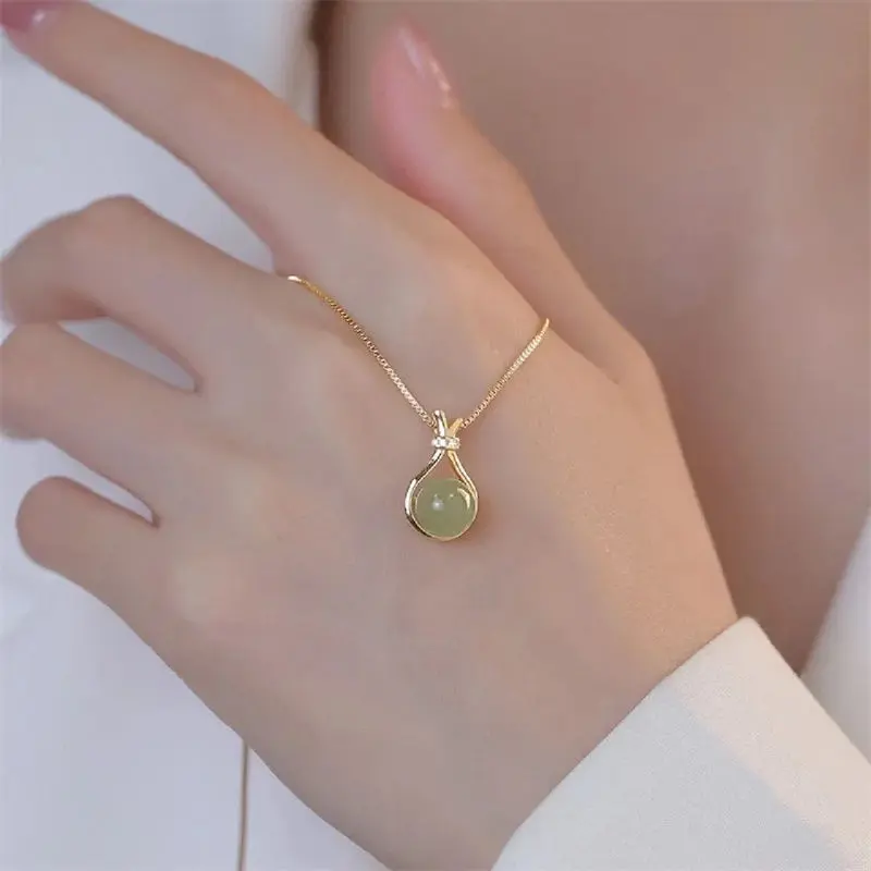ไททาเนียม เหล็ก ไม่ซีดจาง จี้ธรรมชาติ กระเป๋านำโชค สร้อยคอ หญิง สง่างาม สง่างาม เรียบง่าย สด อเนกประสงค์ โซ่กระดูกไหปลาร้า แฟน