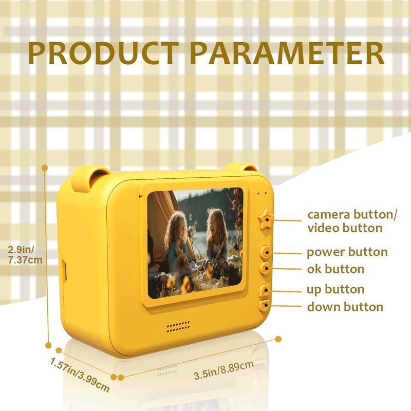 Instant Print Camera for Kids, 1 Set Selfie Digital Camera with 3 Rolls Print Paper & Lanyard, High Definition Video Camera, Portable Printer, Kids Toys, Teenage Boy Gift, Thanksgiving Gift Set, Stocking Filler, Valentine's Day Gift, Photographic Kit 7