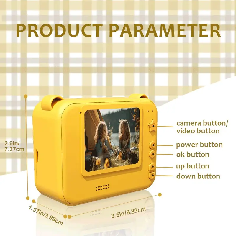 Instant Print Camera for Kids, 1 Set Selfie Digital Camera with 3 Rolls Print Paper & Lanyard, High Definition Video Camera, Portable Printer, Kids Toys, Teenage Boy Gift, Thanksgiving Gift Set, Stocking Filler, Valentine's Day Gift, Photographic Kit 5