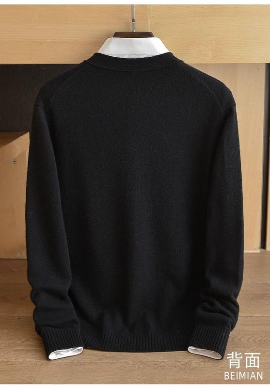Product Introduction of Spring and Autumn New Wool Knit Cardigan Male V-neck Solid Color Thin Sweater Youth Loose Cashmere Sweater plus Size Coat 4