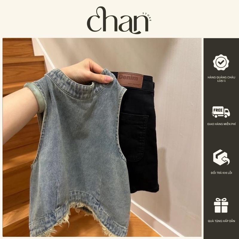 [Sẵn] Áo kiểu cộc tay denim phối tua rua phong cách hàn quốc hot trend 2023 M31 Nữ Top