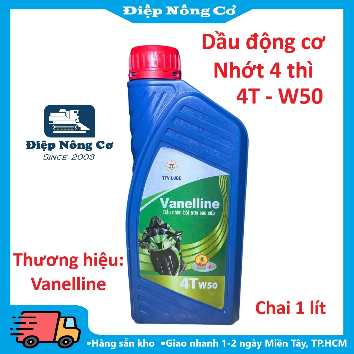 [Freeship] Nhớt 4 thì (kỳ) dầu động cơ Vanelline 4T W50 chai 1 lít dầu nhờn bôi trơn xe máy, máy xăng, dầu