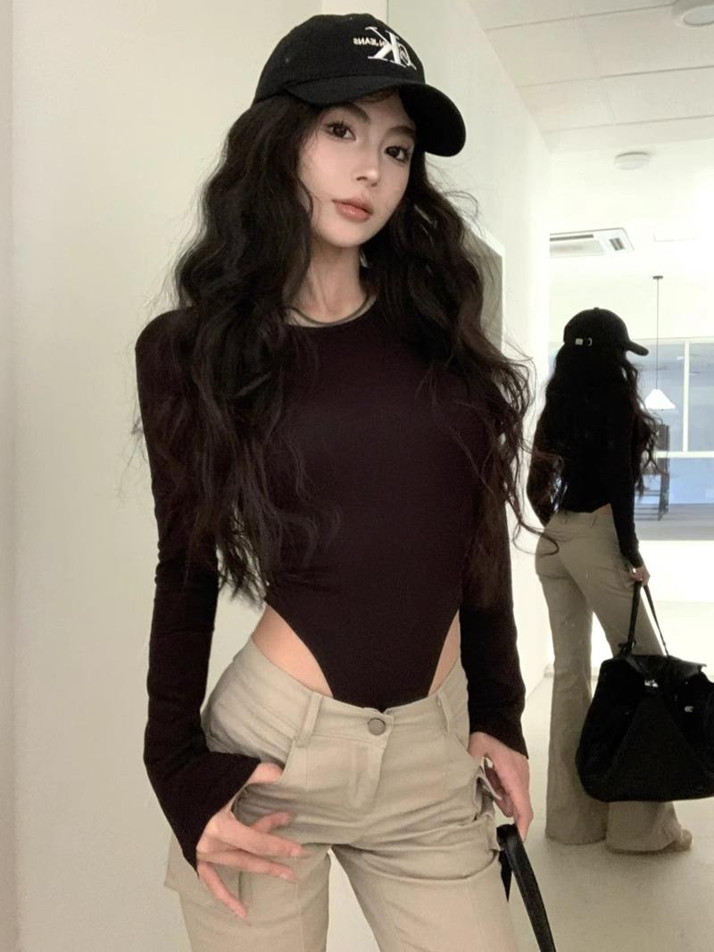 Product Introduction of Yoohui ZZ104 Longsleeve Bodysuit Crop Top Lengan Panjang Wanita Baju Crop Wanita Korean Style Atasan Wanita Basic Leher Wanita Flute Sleeve Polos Kaos Baju Atasan Wanita Long Sleeve Atasan Rajutan Slim Fit Top 18