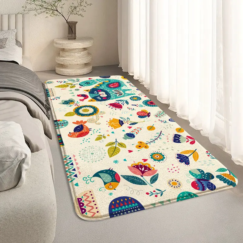 Silk Flocked Printed Floor Mat Can Be Single Vacuum Folding Seamless Home Living Room Bedroom Bedside Carpet