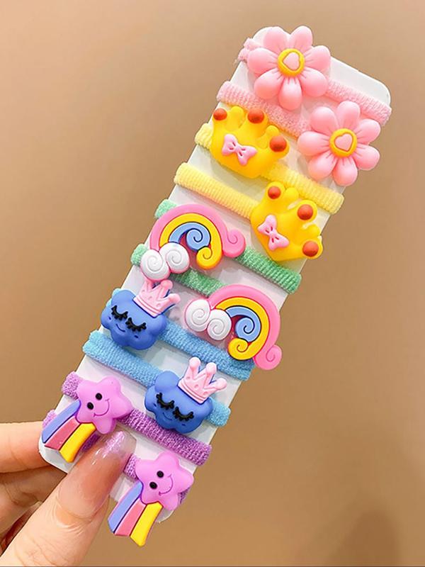 Cute Random Colorful Bow & Flower & Fruit Design Elastics Hair Ties, 2024 New Style Colorful Hair Ties, Fashion Hair Accessories for Women & Girls Hairstyles Ideas 3