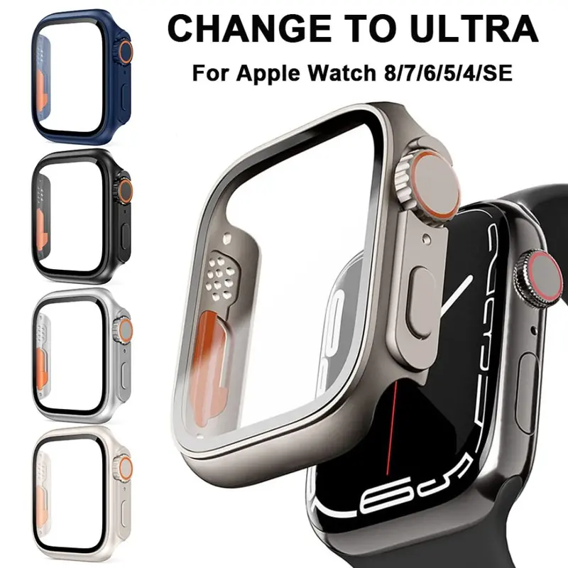 Phụ Kiện Khung Ultra 49mm PC Kính Cường Lực Nắp Đậy Nâng Cấp Vỏ Bảo Vệ Màn Hình, Thay Đổi Để Ốp Ultra, Dành Cho Apple Watch 8, 7, 6, 5, 4, SE 1
