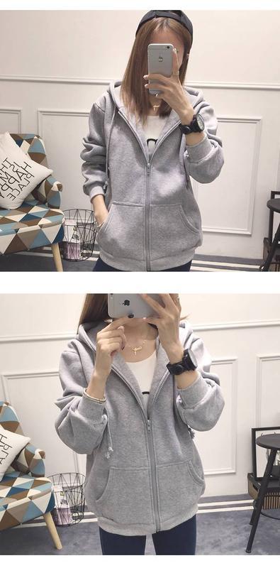 Product Introduction of Large Size Slimming Autumn and Winter Hoodie Coat Women's Ins Zipper Cardigan Fleece-Lined Thick Loose Sweater Women's Fashion 10