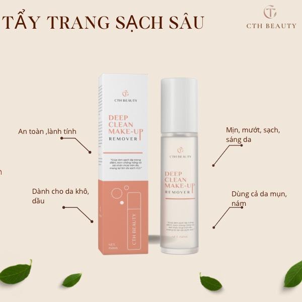 Nước Tẩy Trang Cho Mọi Loại Da Deep Clean Makeup Remover CthBeauty - 150ml - Hồ Thương Hồng Khít Nhiều Nước - CTH beauty Cosmetic Mỹ Phẩm 
