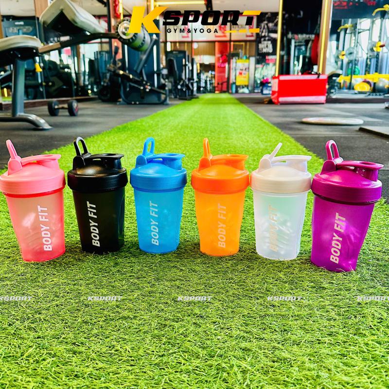 Bình Nước, Bình Lắc Whey Dung Tích 450ml Kèm Con Lắc Lò Xo, Bình Nước Thể Thao Chất Liệu PP5 Có Vạch Chia ml 0