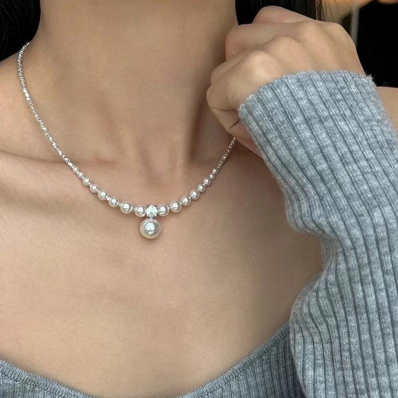 Product Introduction of Vòng Cổ Ngọc Trai Màu Bạc, Kim Cương Giả, Mảnh Nhỏ Dành Cho Phụ Nữ, Thiết Kế Đẹp Phổ Biến Mới, Dây Chuyền Xương Đòn Cao Cấp, Giá Cả Phải Chăng, Vòng Cổ số lượng ít, Trang Sức Chain Jewelry Móc Khoá vòng  phong 2
