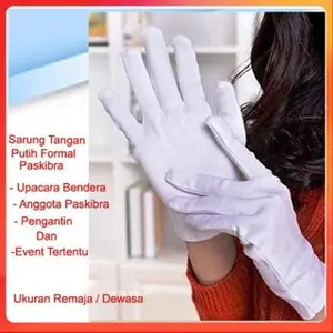 12 pasang sarung tangan putih polos paskibraka upacara bendera gerak jalan agustusan