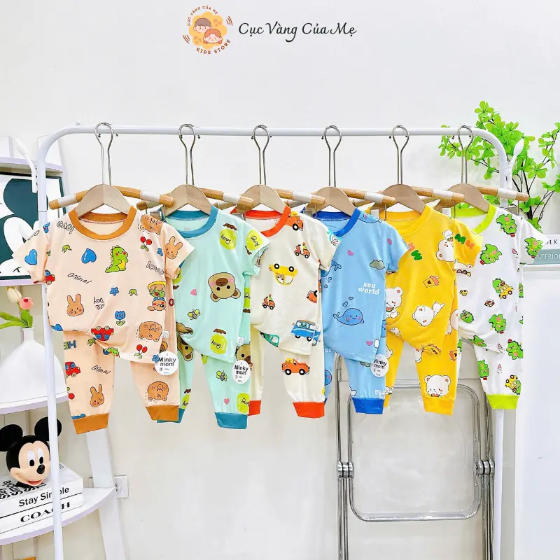 Bộ Tay Ngắn Quần Dài Thun Lạnh, Bộ cộc tay quần dài thun lạnh hoạ tiết Cho Bé Trai Và Bé Gái Từ 5kg Đến 15kg [010] 2